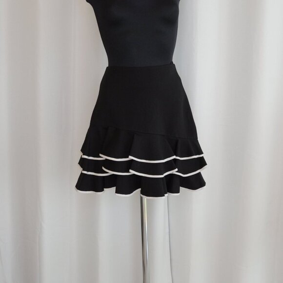 Jonathan Simkhai Ruffle Mini Black Skirt With Contrast Silk Sz 0 - Picture 2 of 7